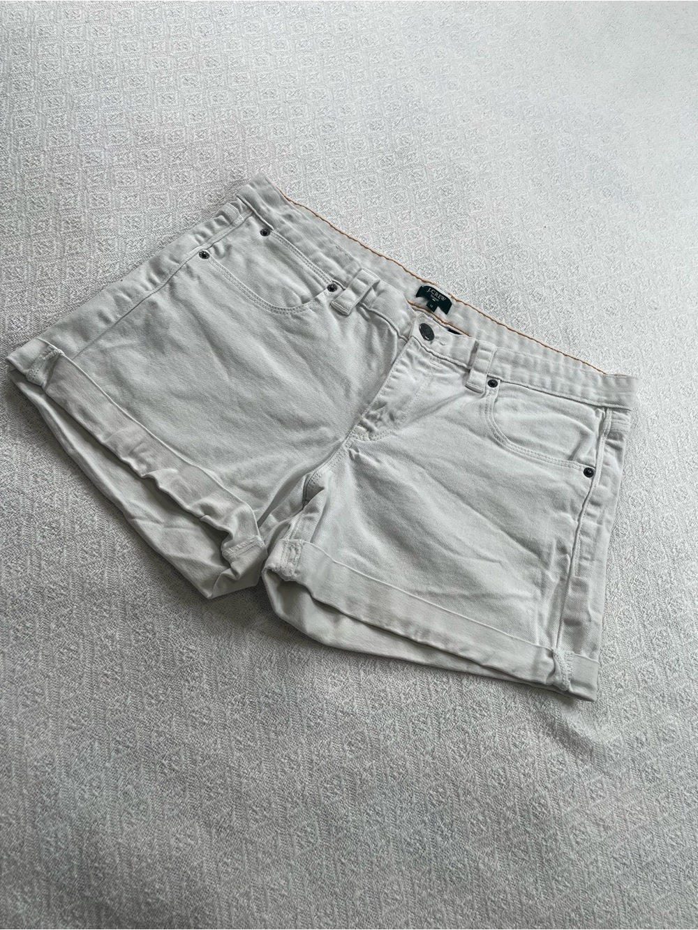 J.‎ Crew White Stretch Denim Cuffed Shorts~ Size 12~ summertime